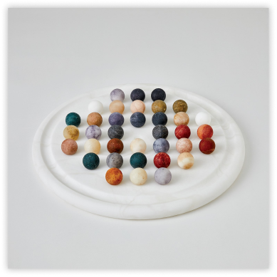 Global Views Alabaster Solitaire Game Set