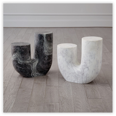 Global Views Marble Tube Side Tables