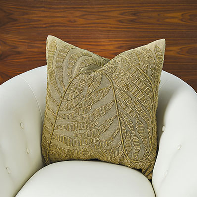 Global Views Beaded Palm Leaf Pillow - Khaki